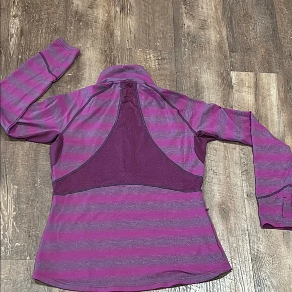 Title Nine Purple Striped Quarter-Zip Pullover - Picture 8 of 11